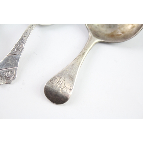 336 - 6 x Antique / Vintage.925 Sterling Silver Caddy Spoons Inc Georgian Etc (40g)