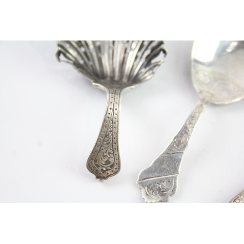 336 - 6 x Antique / Vintage.925 Sterling Silver Caddy Spoons Inc Georgian Etc (40g)