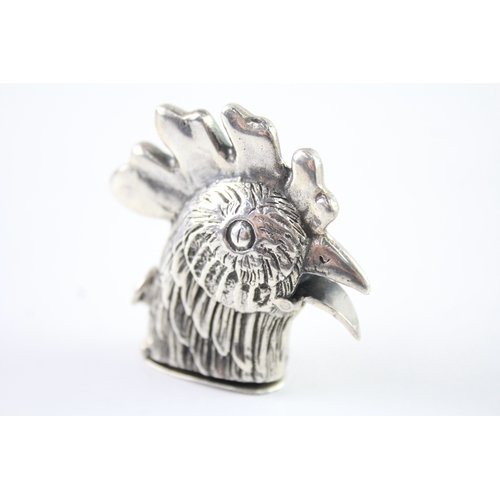 338 - Vintage Stamped .925 Sterling Silver Novelty Rooster Head Vesta Case (43g)