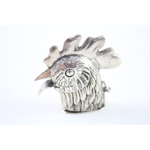 338 - Vintage Stamped .925 Sterling Silver Novelty Rooster Head Vesta Case (43g)