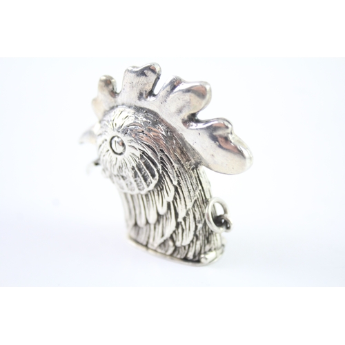 338 - Vintage Stamped .925 Sterling Silver Novelty Rooster Head Vesta Case (43g)