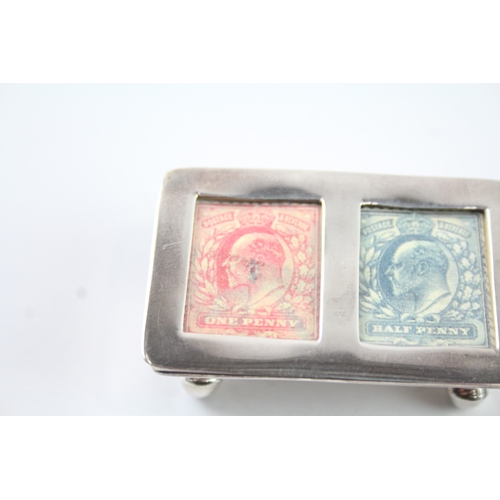 339 - 2 x Antique / Vintage .925 Sterling Silver Stamp Box / Case Inc Edwardian (34g)