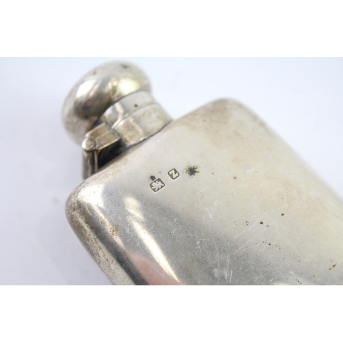 343 - Antique Victorian 1899 Birmingham Sterling Silver Gents Plain Hip Flask (54g)