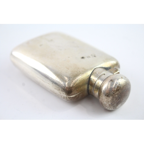 343 - Antique Victorian 1899 Birmingham Sterling Silver Gents Plain Hip Flask (54g)