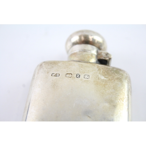 343 - Antique Victorian 1899 Birmingham Sterling Silver Gents Plain Hip Flask (54g)