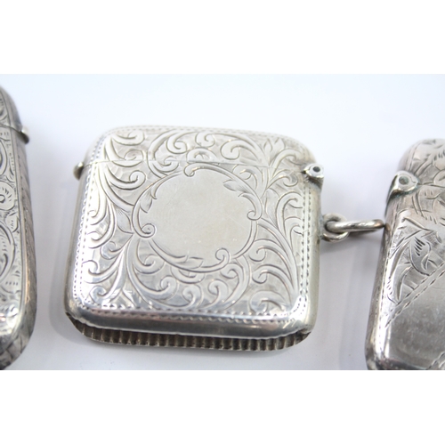 346 - 4 x Antique Hallmarked .925 Sterling Silver Vesta Match Cases Inc Victorian 95g