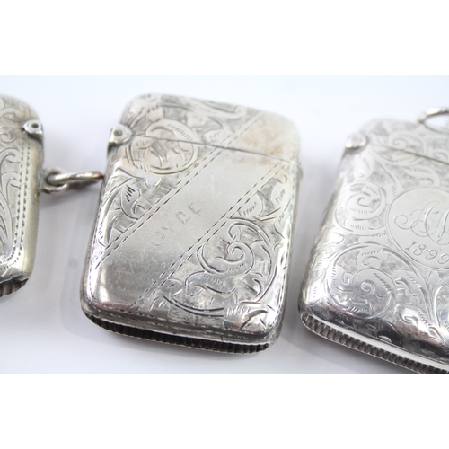 346 - 4 x Antique Hallmarked .925 Sterling Silver Vesta Match Cases Inc Victorian 95g