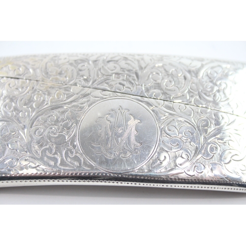 349 - Antique Edwardian 1907 Birmingham Sterling Silver Curved Calling Card Case (39g)