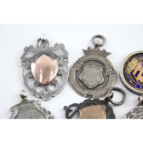 350 - 8 x Antique / Vintage Hallmarked .925 Sterling Silver Fobs / Medallions (58g)