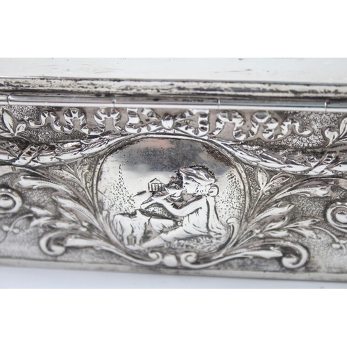 351 - Antique Edwardian 1908 Chester Import Sterling Silver Figural Box (345g)