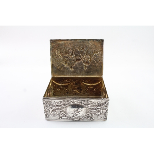 351 - Antique Edwardian 1908 Chester Import Sterling Silver Figural Box (345g)