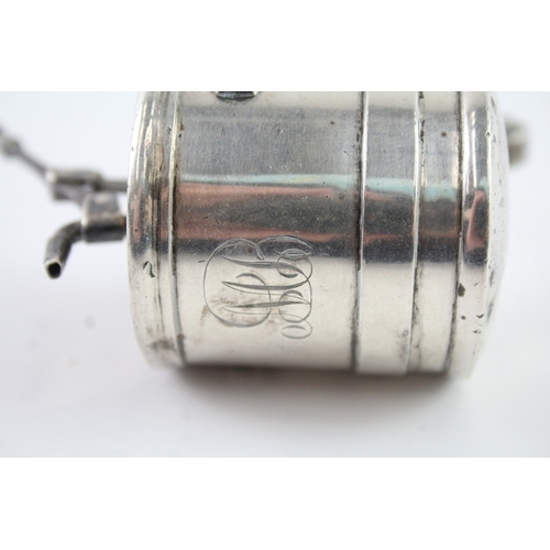 366 - Antique Victorian 1885 London Sterling Silver Novelty Oil Canister (141g)