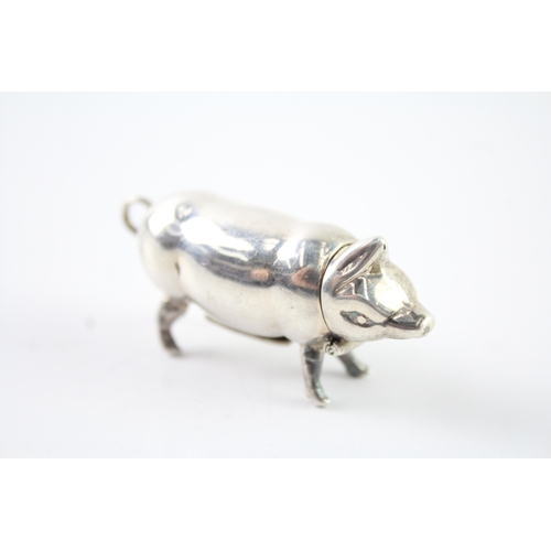 367 - Vintage Stamped .925 Sterling Silver Novelty Pig Vesta Case (19g)