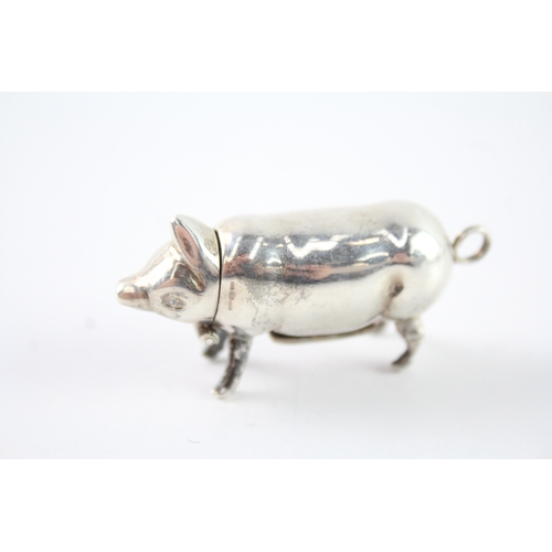 367 - Vintage Stamped .925 Sterling Silver Novelty Pig Vesta Case (19g)