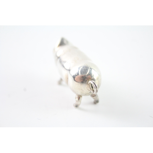 367 - Vintage Stamped .925 Sterling Silver Novelty Pig Vesta Case (19g)