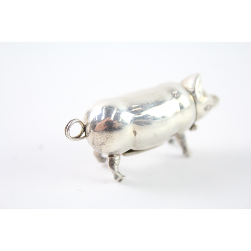 367 - Vintage Stamped .925 Sterling Silver Novelty Pig Vesta Case (19g)