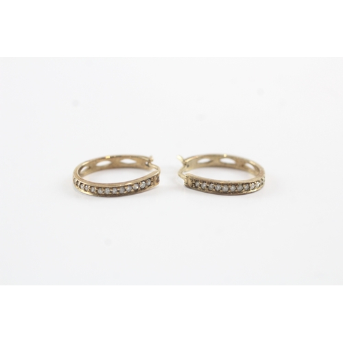 37 - 9ct gold diamond hoop earrings (2.2g)