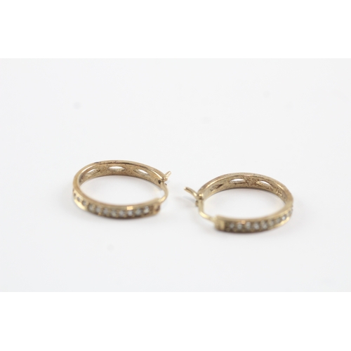 37 - 9ct gold diamond hoop earrings (2.2g)