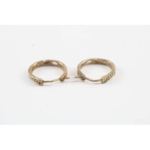 37 - 9ct gold diamond hoop earrings (2.2g)