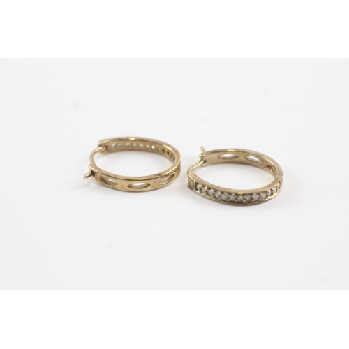 37 - 9ct gold diamond hoop earrings (2.2g)