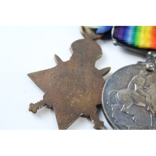 382 - WW1 1914-15 Star Medal Trio 2336 Cpl-Sgt W.J Adams Army Cyclist Corps x 3