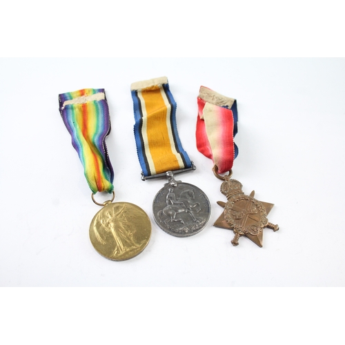 383 - WW1 1914-15 Star Medal Trio 8433 Pte L. Swanwick N.Staffs Regt x 3