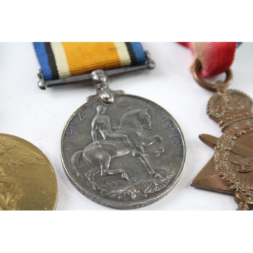 383 - WW1 1914-15 Star Medal Trio 8433 Pte L. Swanwick N.Staffs Regt x 3