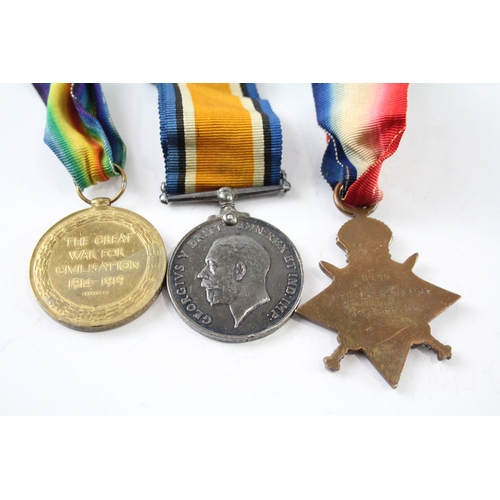 383 - WW1 1914-15 Star Medal Trio 8433 Pte L. Swanwick N.Staffs Regt x 3