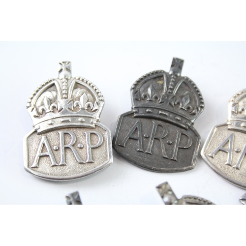 385 - Sterling Silver WW2 ARP Badges Inc Men's & Women's x 6