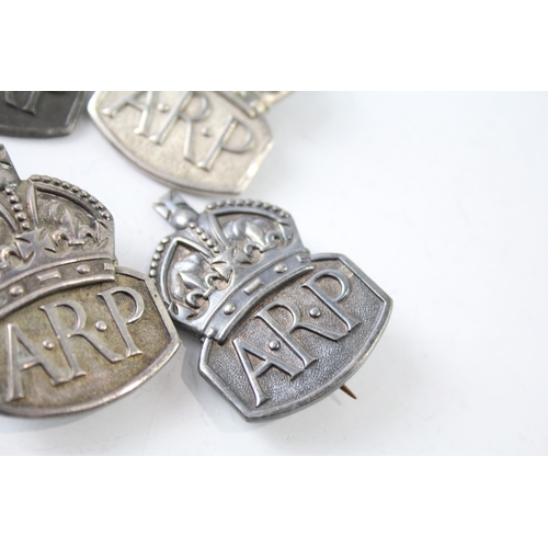 385 - Sterling Silver WW2 ARP Badges Inc Men's & Women's x 6