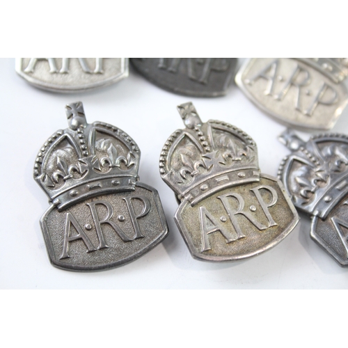 385 - Sterling Silver WW2 ARP Badges Inc Men's & Women's x 6