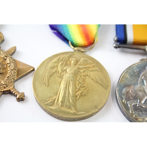 387 - WW1 1914-15 Star Medal Trio 14852 Pte P. Hart Suffolk Regt x 3