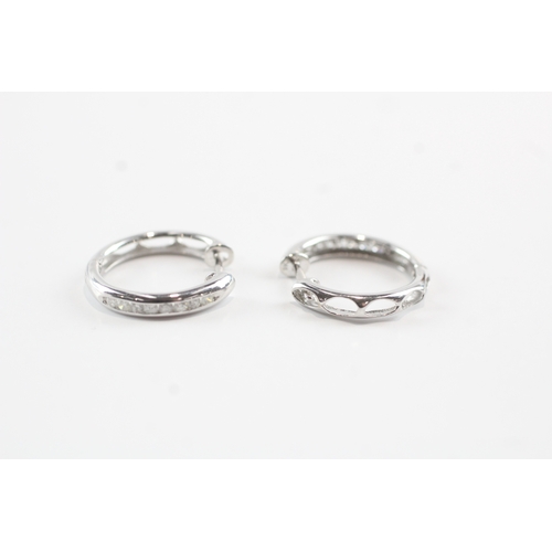 39 - 9ct white gold diamond hoop earrings (2.1g)