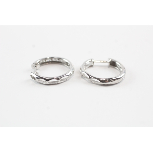 39 - 9ct white gold diamond hoop earrings (2.1g)