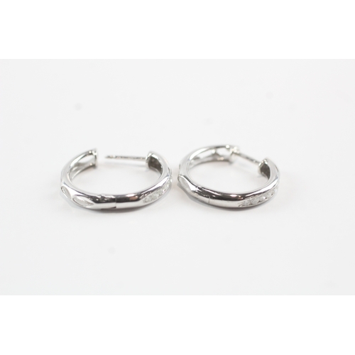 39 - 9ct white gold diamond hoop earrings (2.1g)