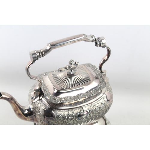 409 - Victorian Teapot w/ Stand And Burner Riddles Belfast H: 28.5cm 1489g