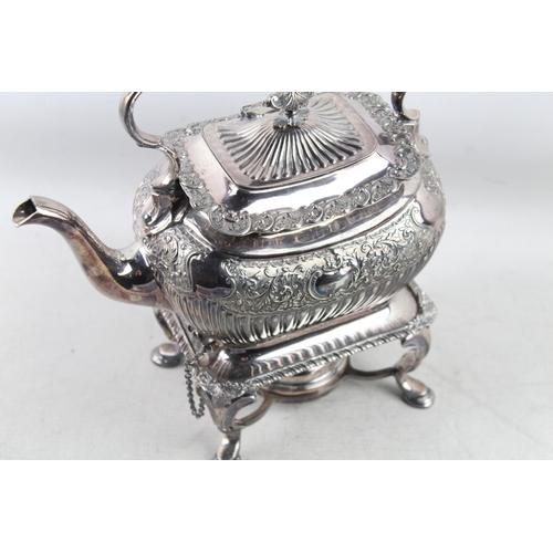 409 - Victorian Teapot w/ Stand And Burner Riddles Belfast H: 28.5cm 1489g