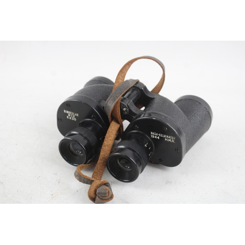 432 - Vintage M13 6x30 Nash-Kelvinator 1944 H.M.R. Military Binoculars Working w/ Case