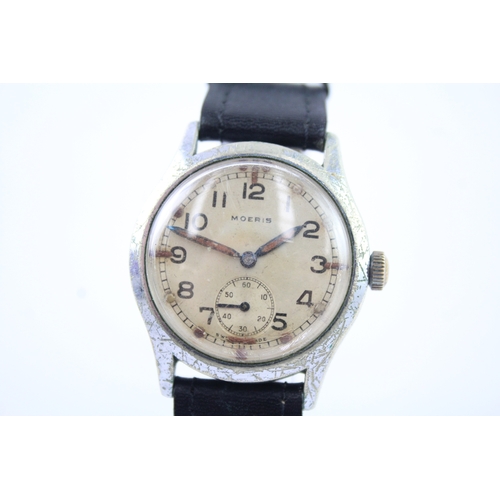 465 - Vintage Moeris Military Issued ATP Watch Hand Wind Working