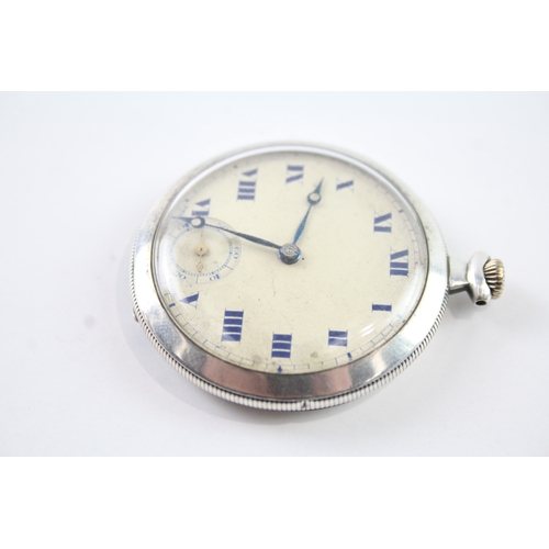 473 - Vintage .925 Silver Slimline Open Face Pocket Watch Hand Wind WATCH RUNS