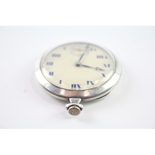 473 - Vintage .925 Silver Slimline Open Face Pocket Watch Hand Wind WATCH RUNS