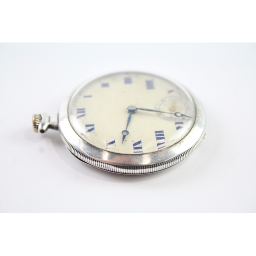 473 - Vintage .925 Silver Slimline Open Face Pocket Watch Hand Wind WATCH RUNS