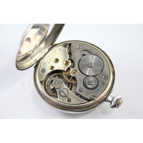 473 - Vintage .925 Silver Slimline Open Face Pocket Watch Hand Wind WATCH RUNS