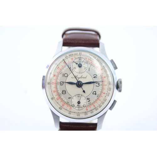 479 - Vintage Mylord Chronograph Watch Hand Wind WATCH RUNS