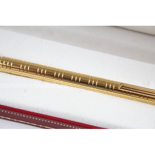 482 - Must De Cartier Gold Plated Ballpoint Pen / Biro WRITING In Original Box 795612