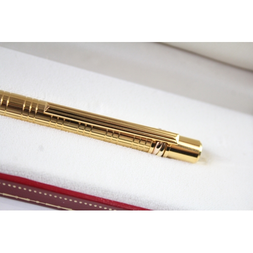 482 - Must De Cartier Gold Plated Ballpoint Pen / Biro WRITING In Original Box 795612