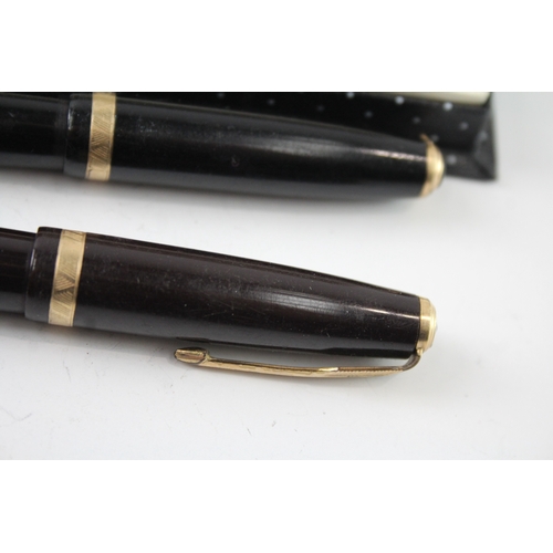 485 - 3 x Vintage Parker Duofold Fountain Pens w/ 14ct Gold Nibs WRITING