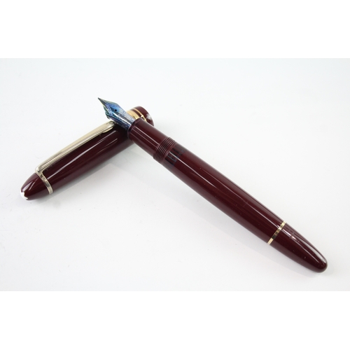 491 - Vintage Montblanc Meisterstuck Burgundy Fountain Pen w/ 14ct White Gold Nib