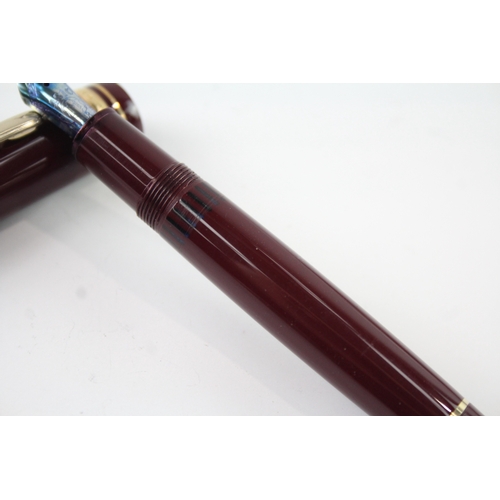 491 - Vintage Montblanc Meisterstuck Burgundy Fountain Pen w/ 14ct White Gold Nib