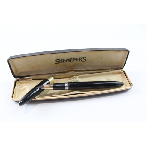 493 - Vintage Sheaffer Snorkel Black Fountain Pen w/ 14ct Gold Nib WRITING Boxed